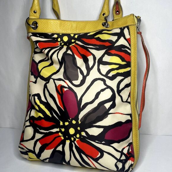 Relic Floral Yellow Reversible Tote Shoulder Bag Fabric Nylon Top Handle Zip - Picture 4 of 9